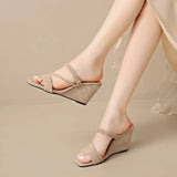 Summer Square Toe Sexy Comfortable Non-slip Wedge Sandals Fashion New  Casual Sandals for Women