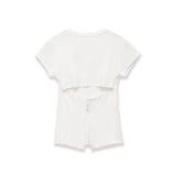 Women's Fashion Casual Short-Sleeve Round-Neck Tight-Fitting Top White Short Sleeve T Shirt Crew Neck Back Slit Casual Top P5RN