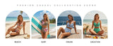 Women Sexy Floral Bikini High Waist Tummy Control Floral Bikini U Line Cross Back Padded Bikini Two Piece Beach Swimsuit