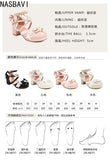 New Women Summer Leather Shoes Thick Square Heeled Sandals Marty Lolita Princess Ankle Shoes Large Size 45 46 47 48 Black White