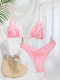 Miyouj Glitter Fabric Bikinis 2026 Sexy Bikini Set Folds Swimsuit Female Halter Bathing Suit Women Swimwear New Beachwear