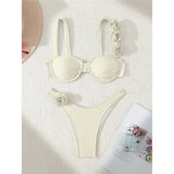 Sexy 3D Flowers Underwired Bikini Women Swimwear Female Swimsuit Two-Pieces Bikini Set Brazilian Bather Bathing Suit Swim V7970