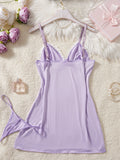 Light Purple Women Nightdress Sexy Lace Bow Lingerie Adult Dress Babydoll Sex Sleepdress Underwear Sets Ladies Erotic Outfits