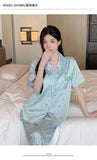 Women's padded pajamas spring and summer three-piece silk home clothes can be worn outside