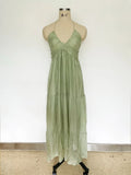 Foridol Backless Sexy Summer Dress for Women Off Shoulder Halter Long Dress Green V Neck Holiday Beach Sundress Party Boho Dress