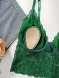 European and American green lace lingerie camisole vest women's gathering bra sexy breathable thin women's braissere MR2641
