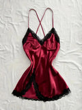 V-neck Lace Camisole Nightgown Hot Backless Sexy Women Sleepwear Short Silk Sleep Shirts Elegant Pajamas Lingerie Night Dress