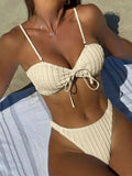 Wrinkled Crinkled Knotted Bikini Women Swimwear Female Swimsuit Two-Pieces Bikini Set Brazilian Bather Bathing Suit Swim V5709