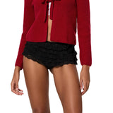 Sexy Summer Lace Tiered Ruffled Shorts Women Solid Color Cute Bottoms High Rise Lolita Short Pants