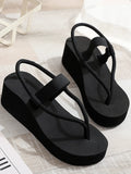 Women Leisure Wedges Sandals Summer Platform Shoes Light Weight Soft EVA Sole Girls Beach Street Flip Flops Plus Size 41 Sandal