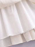 Foridol Ruffles Tierred Beige Lantern Sleeve Women's Dress Spring Summer O Neck Casual Short Vestidos A-line Beach Dress 2025