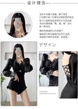 New long sleeved swimsuit for women slimming and conservative soaking in hot springs one-piece high-end sense swimsuit for women