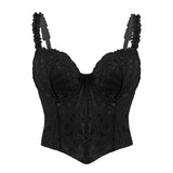 Sexy Lace Underwire Diamond Fishbone Crop Top Hot Girl Slim Fit Tank Top Women Top Deep V Suspenders Sleeveless Fashion J5O9