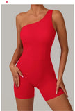 One Shoulder Women Sports Jumpsuit Sleeveless Yoga Rompers Backless Sportswear Women Workout One Piece Bodysuits Female