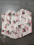 Summer Women Floral Y2K Crop Tops Printed Sleeveless Fishbone Corset Woman Sexy Backless Slim Strapless Streetwear Camisole