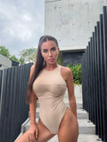 Sexy Solid Color Thick Strap One-Piece Biquini Summer Set Women Ladies Woman Swimsuit Hot Minimalist Slim Fit Fashion Mature