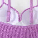 S - XL Crinkled Bikini Push Up Swimsuit Female Swimwear Women Two-pieces Bikini set With Bra Cup Bather Bathing Suit Swim V4886