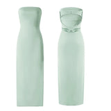 Women Evening Party Long Dress Backless Cut Out Strapless Straight Dress Summer Sexy Elegant Dresses