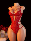 Adult Semi Transparent Heart-shaped Ornament Lace erotic Underwear Suspender Women Sexy Lingerie Nightclub Party Bodysuit