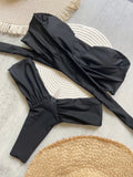 Sexy Bandeau High Cut Bikini Women Swimwear Female Swimsuit Two-pieces Bikini set Pleated Padded Bather Bathing Suit Swim