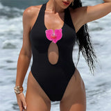 3D Flowers Extreme String Mini Micro Thong Women Swimwear One Piece Swimsuit Female Halter Padded Bather Bathing Suit Swim K7193