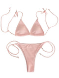 2025 Ribbed Micro Tiny Bikini Women Bandage String Swimsuit Female Swimwear Two Pieces Bikini Set Brazilian Bathing Suit Swim