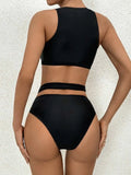 Sexy Mesh Sheer Hollow Out Bikini Female Swimsuit Women Swimwear Two-pieces Bikini Set See Through Bather Bathing Suit Swim Lady