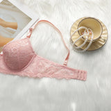Beautiful Design Sexy Underwear Women's Pink Lace Underwear Back Button Bra Top Flower Comfortable Close fitting Underwear B6048