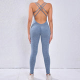 Seamless High-Waisted Peach Hip Yoga Jumpsuit for Women - Fast Drying Sweat-Wicking Tight Running Sports Jogging Gym Activewear