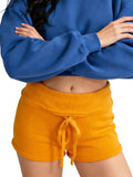 Women Fashion Lounge Shorts Spring Summer Knit Shorts Solid Color Drawstring Foldable Waist Comfy Casual Shorts
