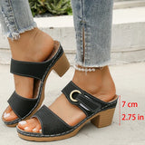 Hook Loop Thick High Heel Sandals Women Hollow Out Summer Beach Sandles Woman Plus Size Anti-Slip Platform Sandalias De Mujer
