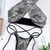 2026 Shiny Halter Thong Bikini Women Swimwear Female Swimsuit Two-Pieces Bikini Set Wrap Around Bather Bathing Suit Swim V2089