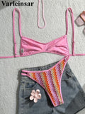 2026 Striped High Leg Cut Brazilian Bikini Female Swimsuit Women Swimwear Two-pieces Bikini set Bather Bathing Suit Swim V8216