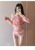Two-piece swimsuit conservative three-piece set 2026 new slimming and flesh-covering long-sleeved hot spring swimwear