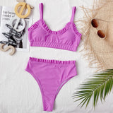 Bikini 2026 Sexy Swimwear Swimsuit Women Solid Ruffled High Waist Bikinis Set Bathing Suit Bikini Taille Haute Biquinis Feminino