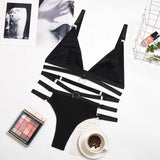 women intimates sexo sheer lace bra+ garter belt+G-string thong sexy lingerie erotic hot bra briefs set
