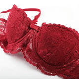 Women's Bras Sexy Lace Half Cup Push Up French Style Lingerie Solid Soft Deep V Top Breathable Comfortable Closure Thin Bralette