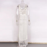 New Sexy S - XL Fringe Tassel Knitted Crochet Tunic Beach Cover Up Cover-ups Beach Dress Beach Wear Beachwear Female Women V3791