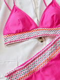 2026 New Bikini Sexy Rose Red Patchwork High Waist Swimwear Swimsuit Women Bikinis Set Bathing Suit Beach Bikini Female Push Up