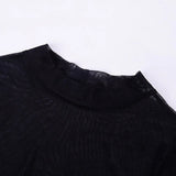 Women Mesh Dress Spring Autumn Sexy Sheer Mesh Long Sleeve Package Hip Sheath Dress Lady Sexy Club Body Wrap Mini Short Vestidos