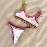 Crochet Bikini 2025 Bandeau Biquini Women Sexy Swimsuit Female Push Up Swimwear Solid Patchwork Bathing Suit Handhook Beachwear