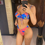 Colorful Printed Underwired Brazilian Bikini Female Swimsuit Women Swimwear Two-Pieces Bikini Set Bather Bathing Suit Swim V5340