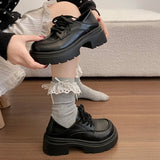Elegant Lace-Up Platform Loafers for Women 2026 British Style High Heels Oxford Shoes Woman Preppy Style Pu Leather Shoes Female