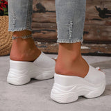 Peep Toe Wedge Heel Slippers Women Breathable Knitted Chunky Platform Sandals Woman Plus Size 43 Thick Sole Summer Sandals 2026