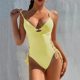 Splicing High Cut Out One Piece Swimsuit Women Tassel Swimwear Female Sexy Bathing Suit String Leopard Bikini 2025 Monokini Lady
