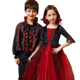 Kids Vampire Costume Gothic Halloween Dress with Accessories