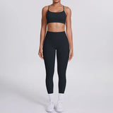 Women's Seamless Yoga Set Cross Back Sports Bra & High Waist Booty Lifting Yoga Leggings Gym Running Fitness Workout Outfit
