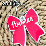 Single Acrylic Bow Keychain, Personalized Scalloped Bow Name Tag, Custom Name Plate, Pretty Bow Bag Charm – 1 Piece