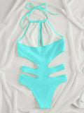 2025 New Sexy Halter Women Swimwear One Piece Swimsuit Female Hollow Out Monokini Bather Bathing Suit Summer Beach Wear Bodysuit