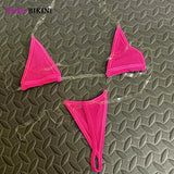 DEKA Sheer Mesh Mini Micro Bikini Set for Ladies Simple Transparent Swimsuit Strap Sensual Lingerie Beachwear Swimwear